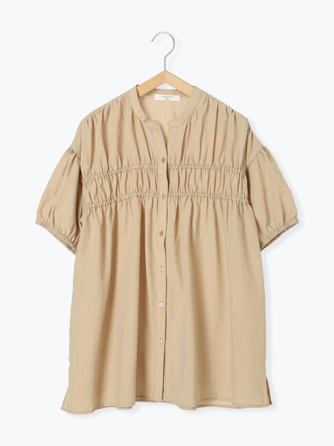 Samansa Mos2 blue「シャーリングチュニック」|シャツ・ブラウス|