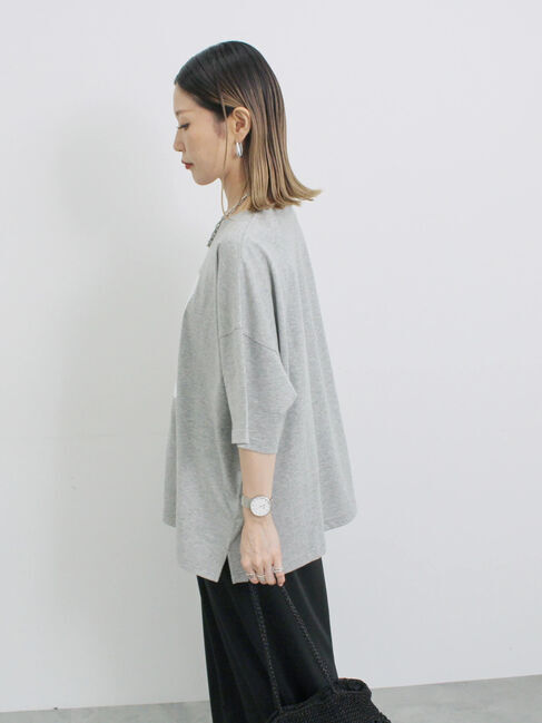 Samansa Mos2 blue「◎箔プリントTシャツ」|Tシャツ・カットソー|