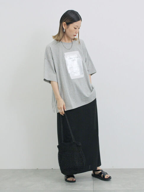 Samansa Mos2 blue「◎箔プリントTシャツ」|Tシャツ・カットソー|