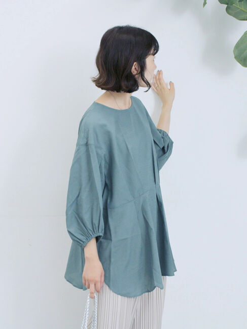Samansa Mos2 blue「タックブラウス」|シャツ・ブラウス|