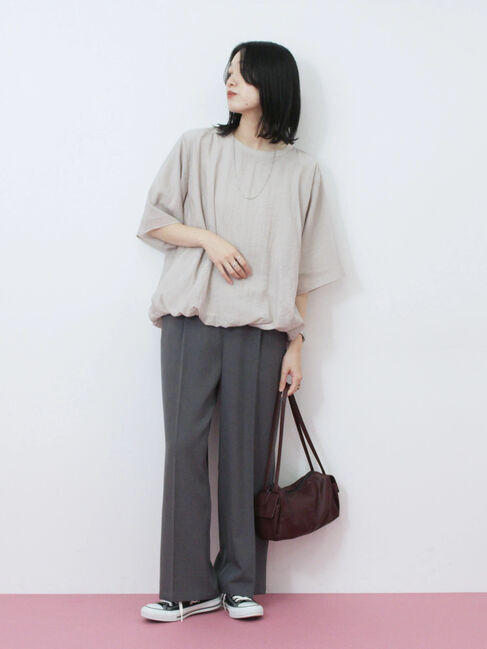 Samansa Mos2 blue「裾バルーンTシャツ」|Tシャツ・カットソー|