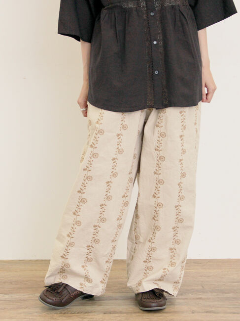 Samansa Mos2「【M/Lサイズ】花刺繍パンツ」|その他|