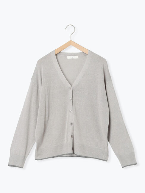 Samansa Mos2 blue「配色Vネックカーディガン」|カーディガン|