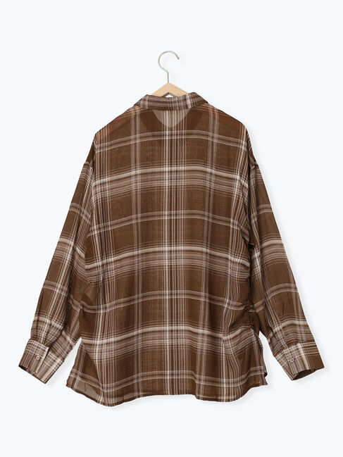 Samansa Mos2 blue「シアーチェックシャツ」|シャツ・ブラウス|