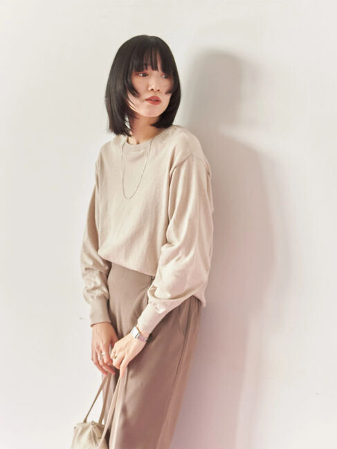 Samansa Mos2 blue「マルチスタイル前後2wayクルーネックカーディガン」|カーディガン|