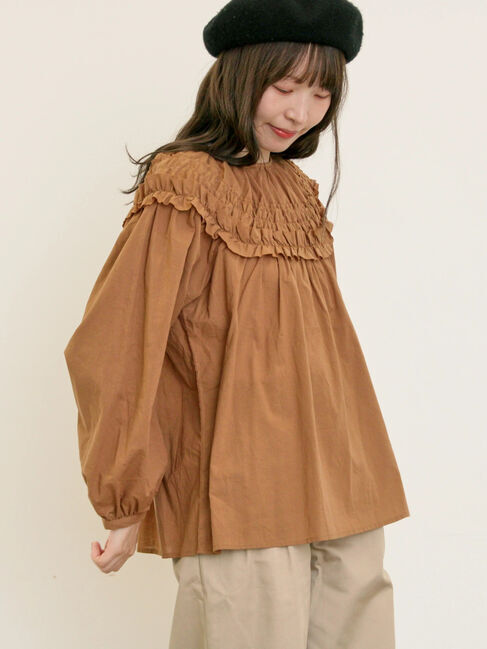 Samansa Mos2「◎2WAYギャザーブラウス」|シャツ・ブラウス|ブラウン