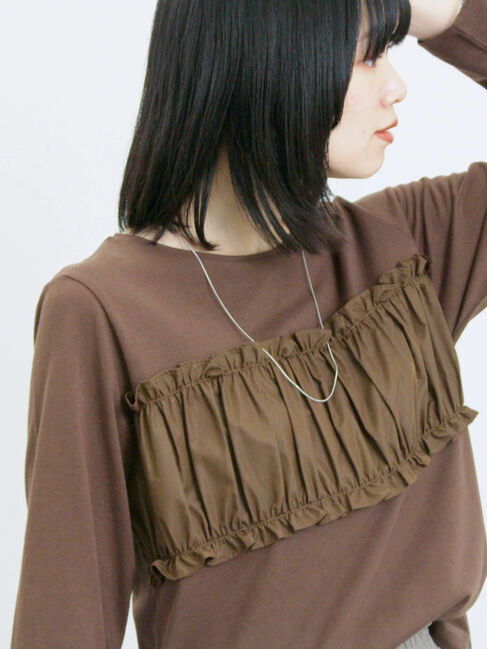 Samansa Mos2 blue「ビスチェドッキングカットソー」|Tシャツ・カットソー|ブラウン