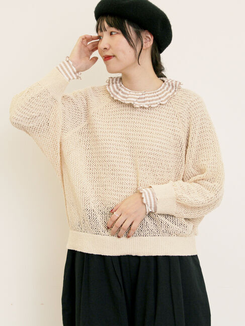 Samansa Mos2「メッシュ編み前後2WAYドルマンスリーブカーディガン」|カーディガン|キナリ