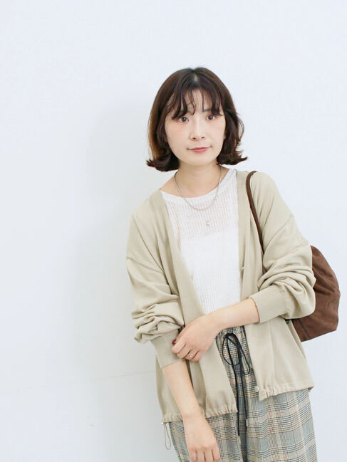 Samansa Mos2 blue「裾ドロストニットカーディガン」|カーディガン|