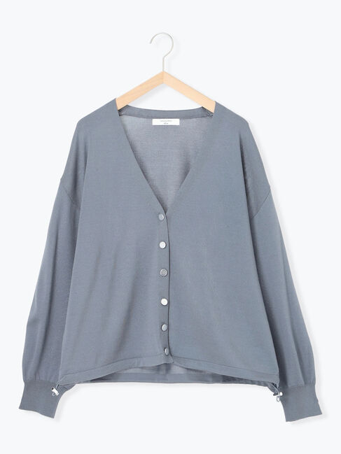 Samansa Mos2 blue「裾ドロストニットカーディガン」|カーディガン|