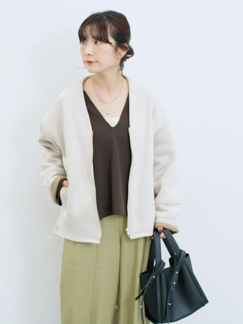 Samansa Mos2 blue「【マシンウォッシャブル】マルチスタイルボンディングブルゾン」|ブルゾン・スタジャン|