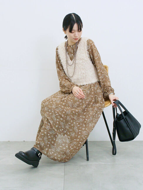 Samansa Mos2 blue「◎花柄ワンピース」|ワンピース|ブラウン