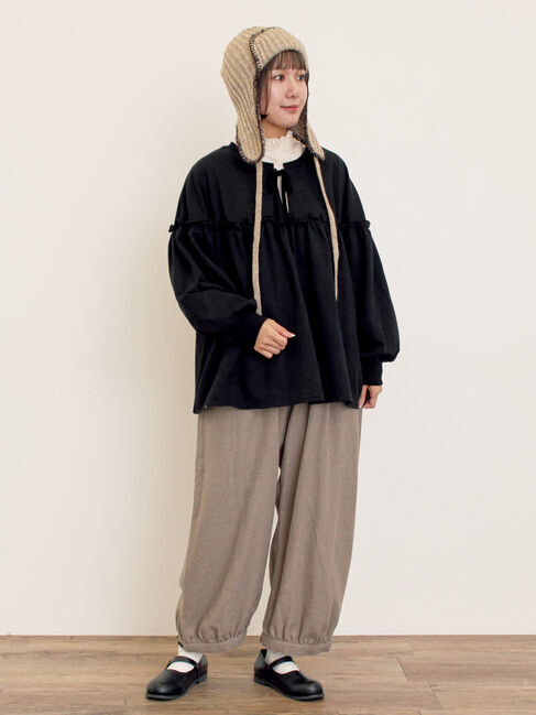 Samansa Mos2「ミニ裏毛切替ギャザープルオーバー」|Tシャツ・カットソー|