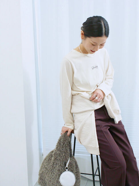 Samansa Mos2 blue「ワンポイント刺繍プルオーバー」|Tシャツ・カットソー|