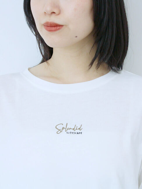 Samansa Mos2 blue「ワンポイント刺繍プルオーバー」|Tシャツ・カットソー|