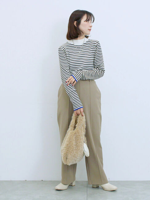 Samansa Mos2 blue「【Hug knit】リブハイネックプルオーバー」|ニット・セーター|