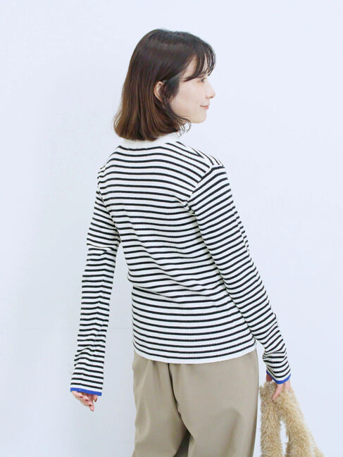 Samansa Mos2 blue「【Hug knit】リブハイネックプルオーバー」|ニット・セーター|