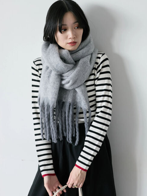 Samansa Mos2 blue「【Hug knit】リブハイネックプルオーバー」|ニット・セーター|