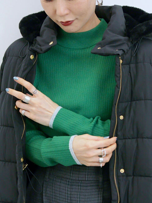 Samansa Mos2 blue「【Hug knit】リブハイネックプルオーバー」|ニット・セーター|