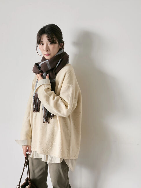 Samansa Mos2 blue「チェックマフラー」|その他|