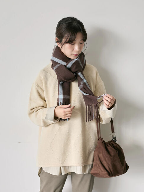 Samansa Mos2 blue「チェックマフラー」|その他|