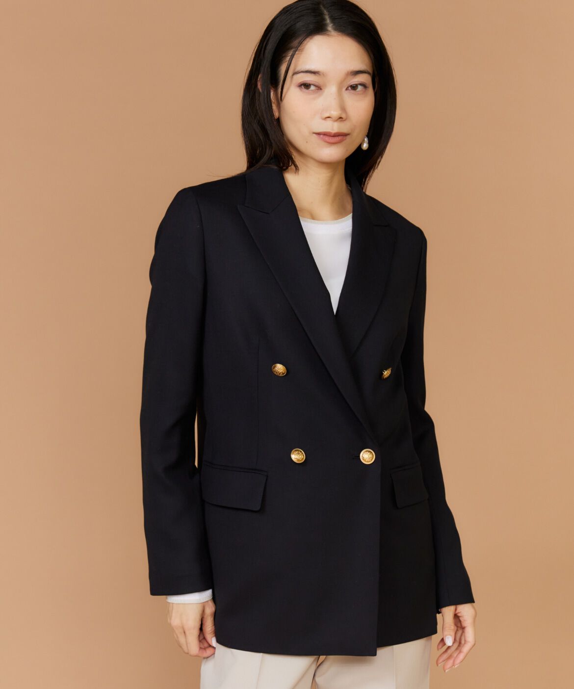 INED「《大きいサイズ》ダブルブレストジャケット」|テーラードジャケット|