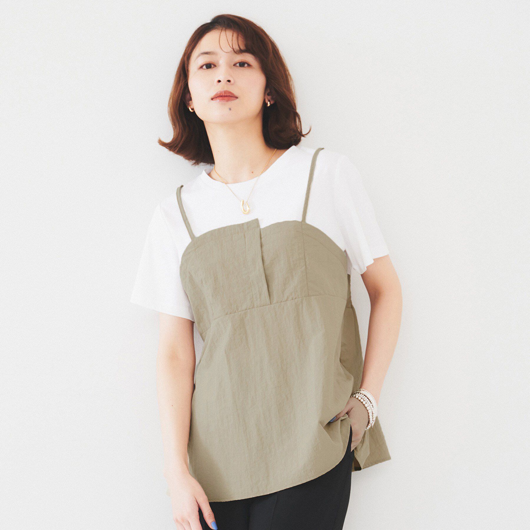 UNTITLED「【洗える/Tシャツ】ビスチェドッキングプルオーバー」|Tシャツ・カットソー|ベージュ(552)