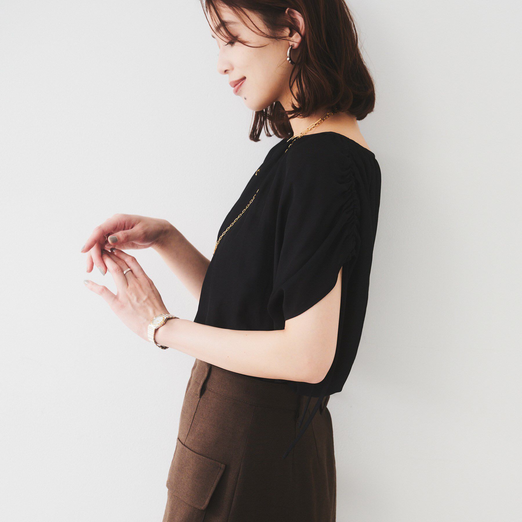 UNTITLED「【シアー/2WAY】肩ドロストドルマンブラウス」|シャツ・ブラウス|
