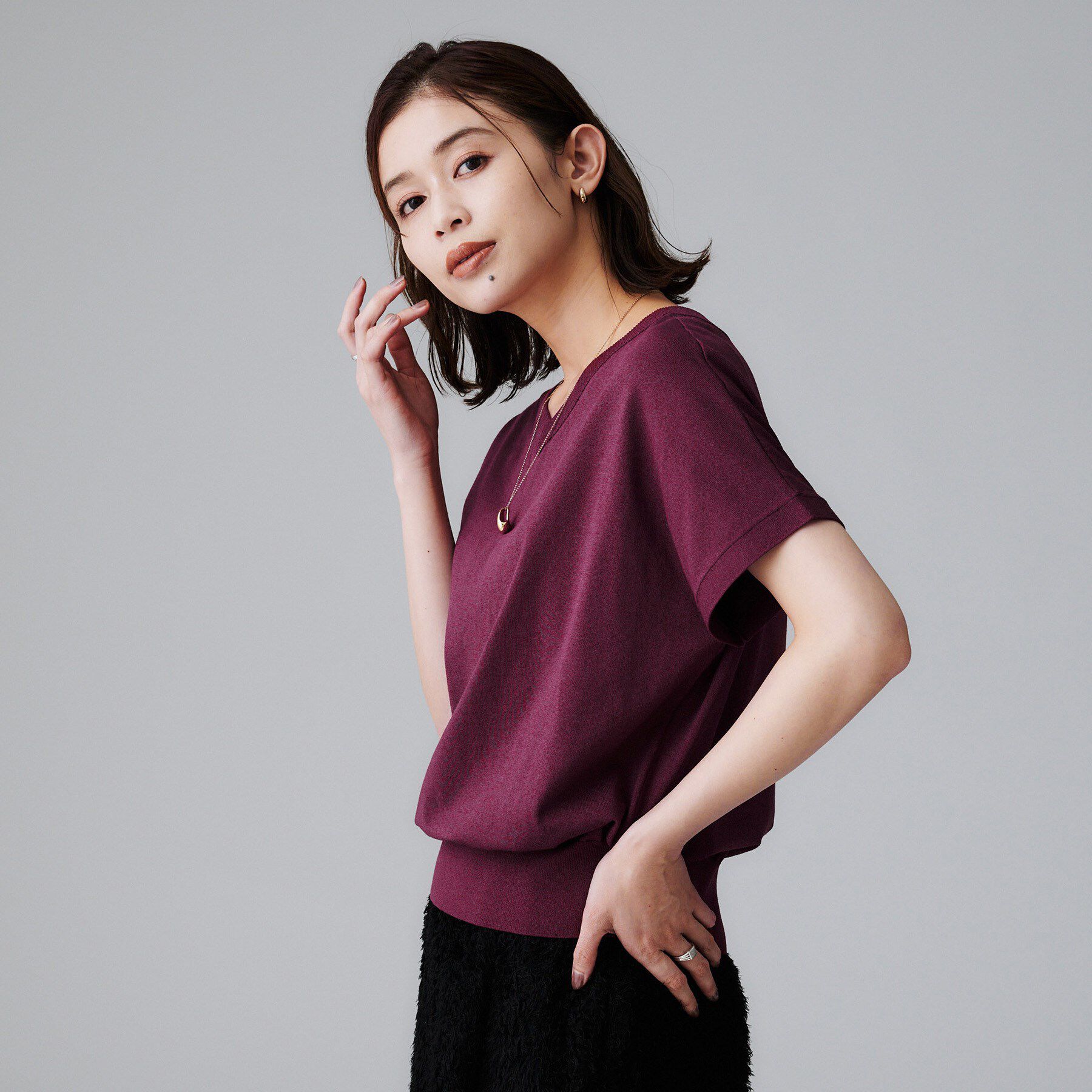 UNTITLED「【洗える/前後2WAY】ネックプルオーバーニット」|ニット・セーター|