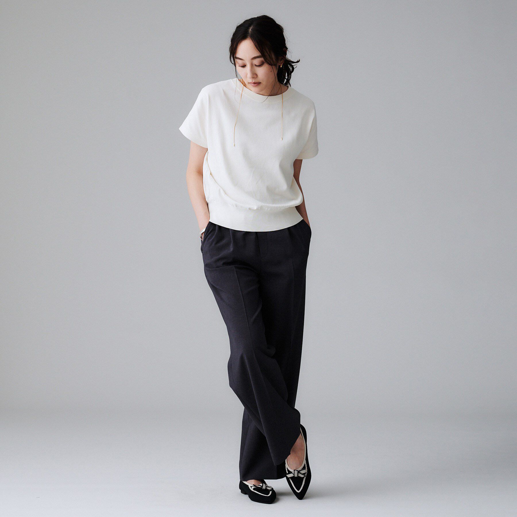 UNTITLED「【洗える！快適！】リサイクルニットリボンパンプス」|パンプス|