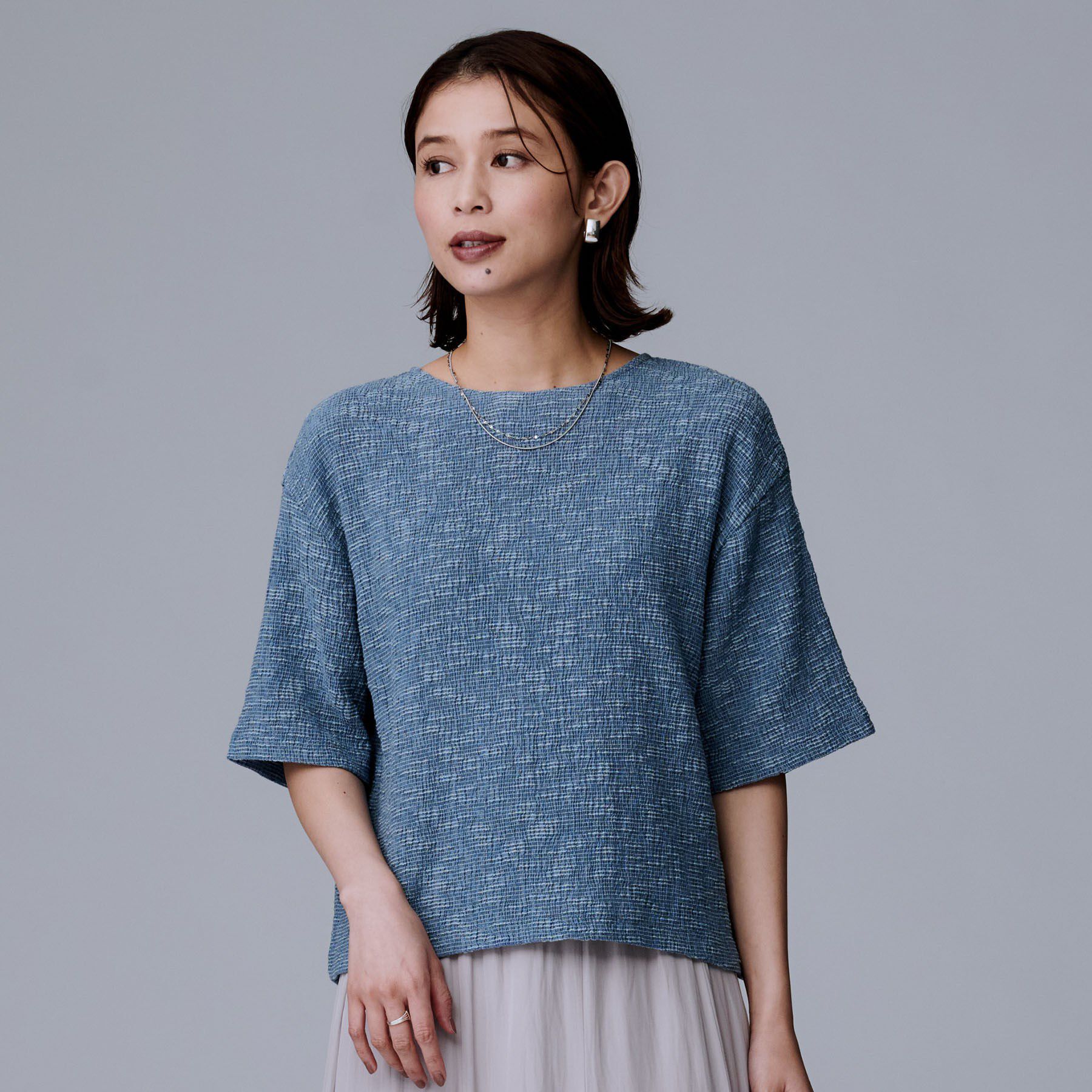 UNTITLED「【五分袖/ジャージトップス】スラブカールマイヤープルオーバー」|Tシャツ・カットソー|