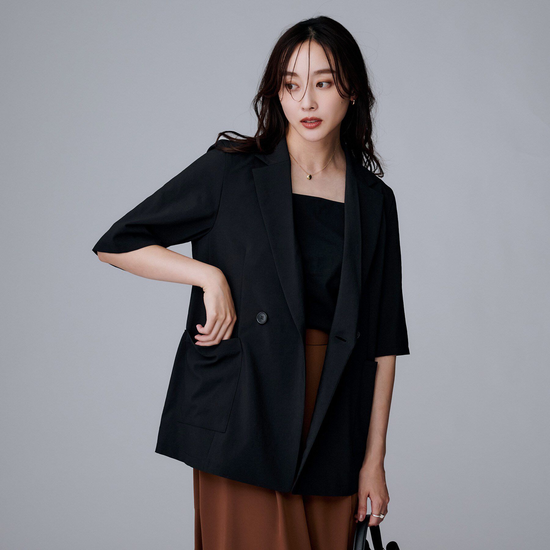 UNTITLED「【吸水速乾/洗える】ハーフスリーブジャケット」|テーラードジャケット|