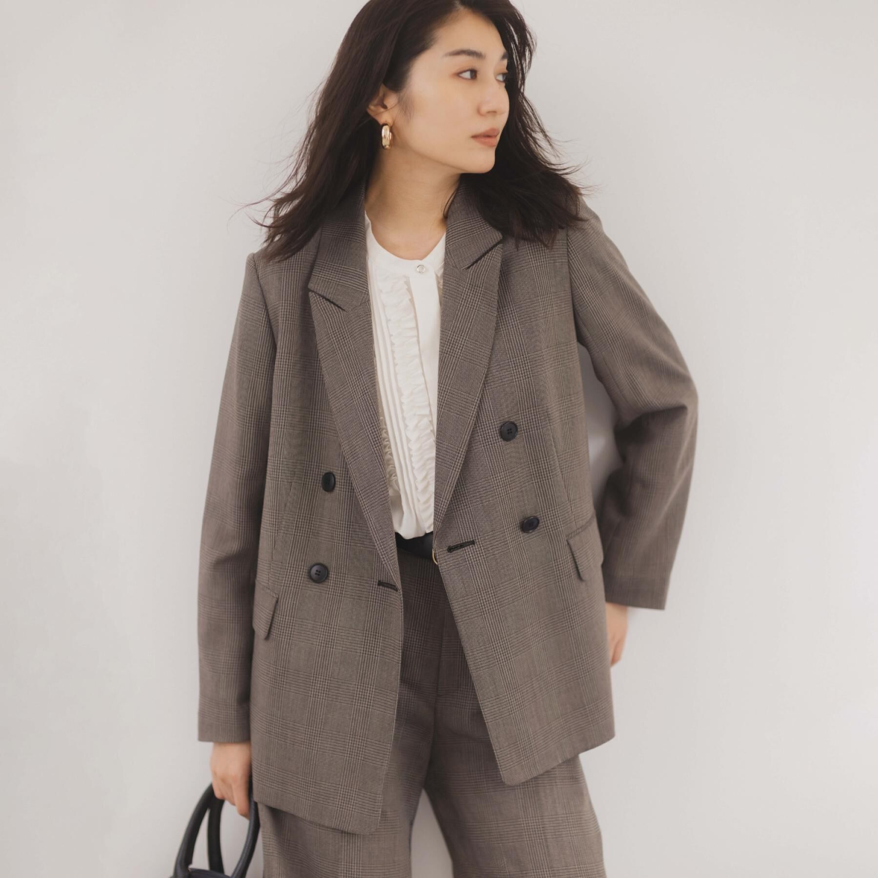 UNTITLED「【セットアップ可】ウールライク ダブルブレストジャケット」|テーラードジャケット|チャコールグレー(2