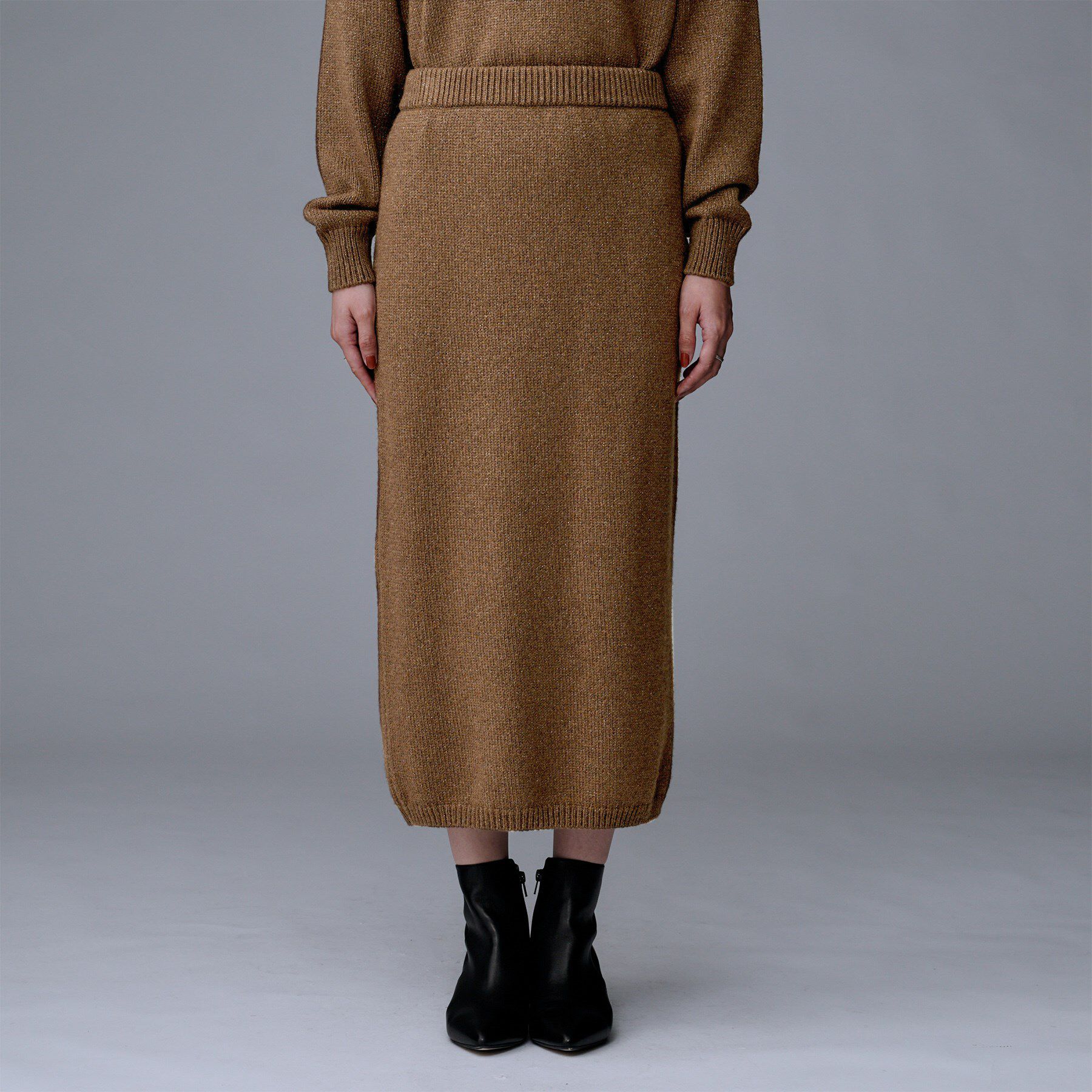 UNTITLED「【セットアップ可/ウエストゴム】ラメニットナロースカート」|スカート|