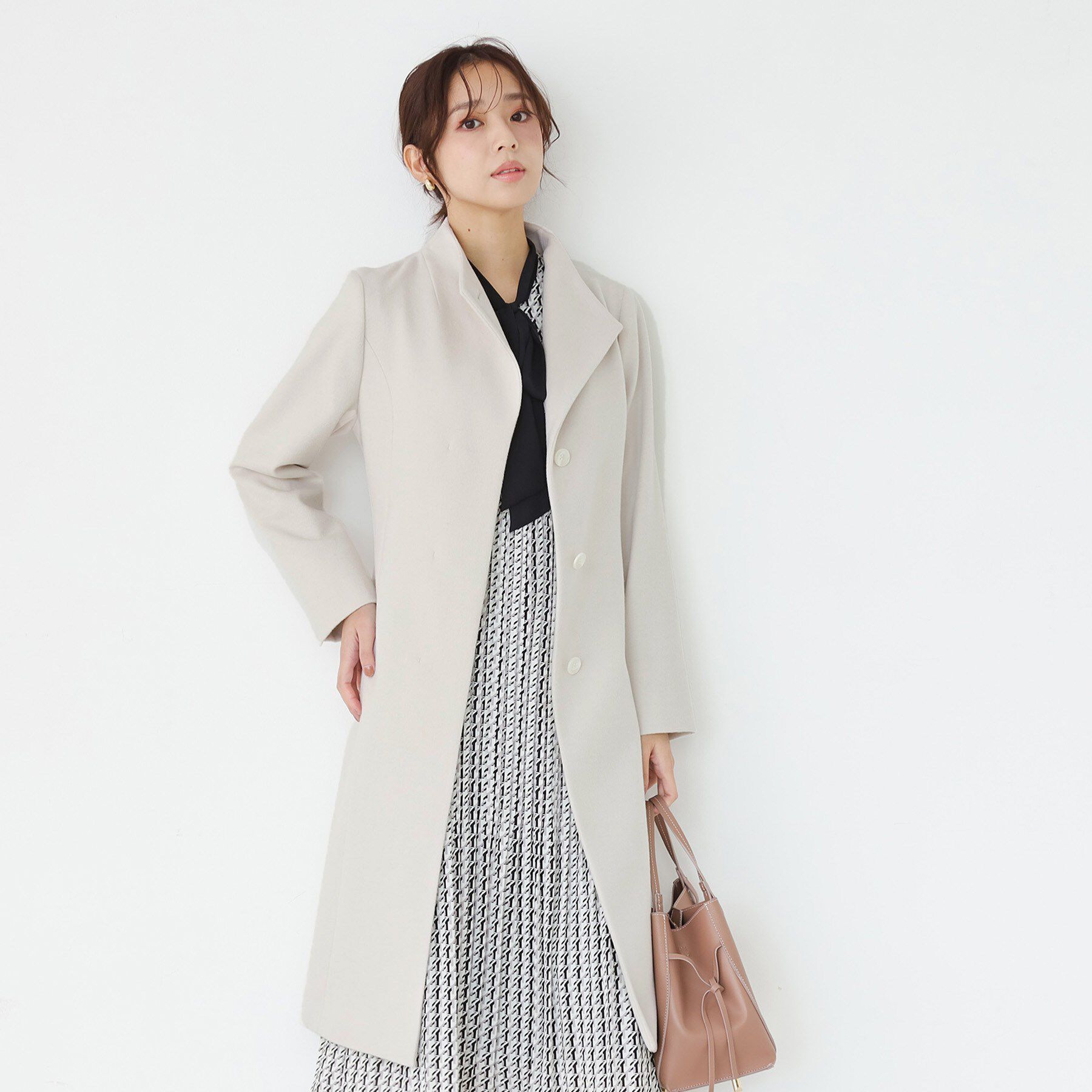 COUP DE CHANCE「【カシミヤ混／日本製】Iラインスタンドウィングカラーコート」|その他|オフホワイト(003