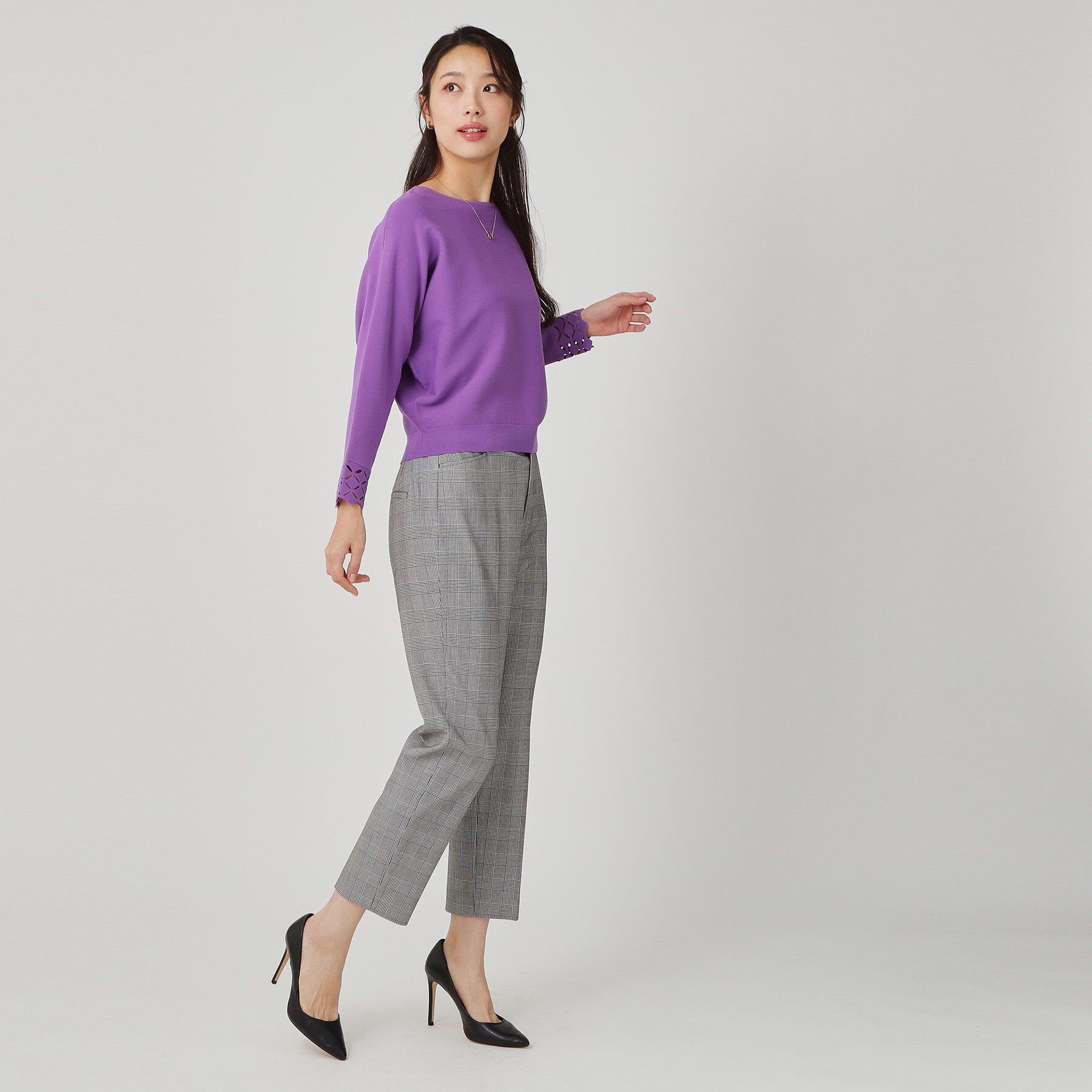 COUP DE CHANCE「【手洗い可】袖透かし柄ニットトップス」|ニット・セーター|