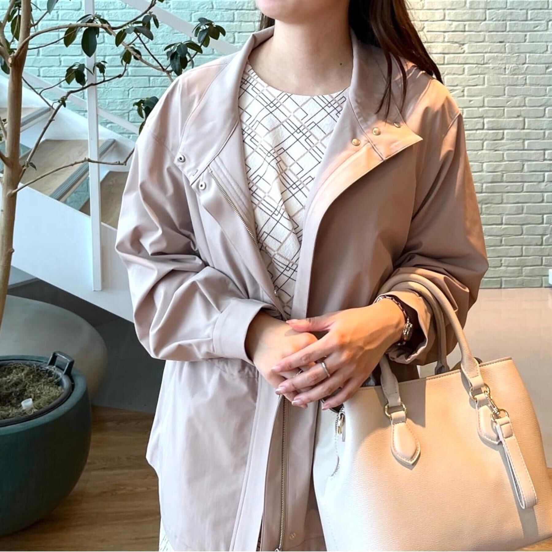 COUP DE CHANCE「【手洗い可／裏地なし／ウエスト絞り可】スタンド衿ブルゾン」|ブルゾン・スタジャン|