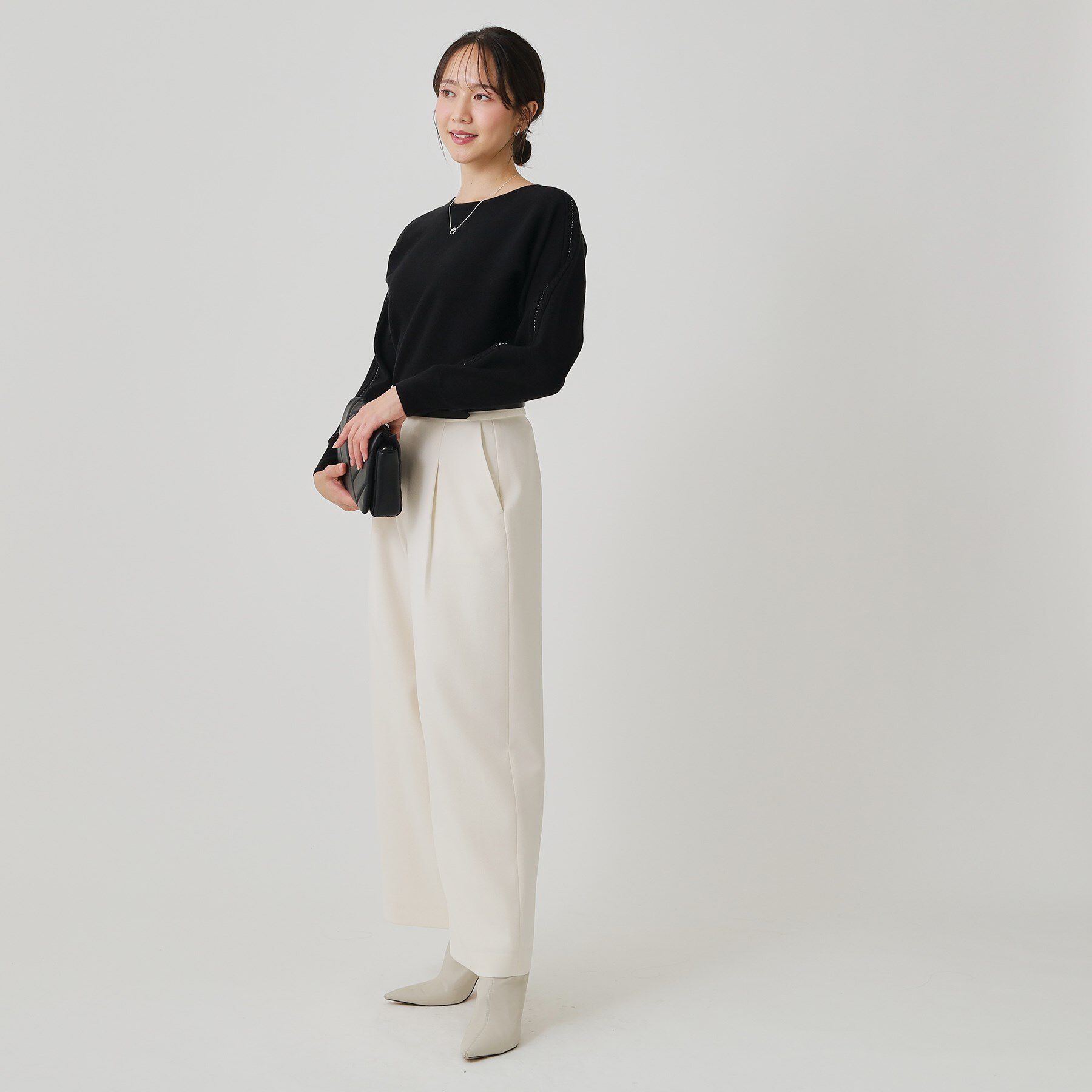 COUP DE CHANCE「【手洗い可】ケーブルビーズ袖デザインニット」|ニット・セーター|