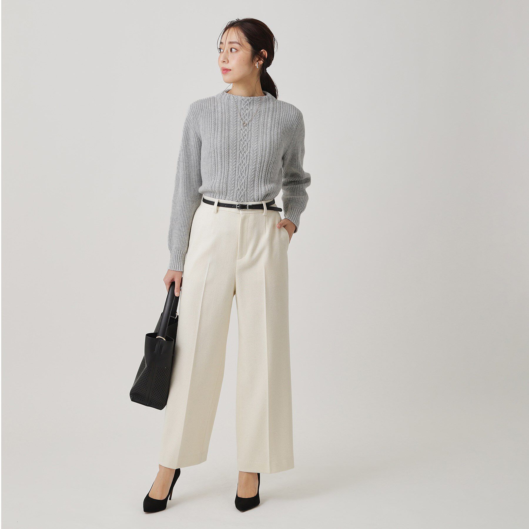 COUP DE CHANCE「【手洗い可／日本製】ケーブルデザインのニットトップス」|ニット・セーター|