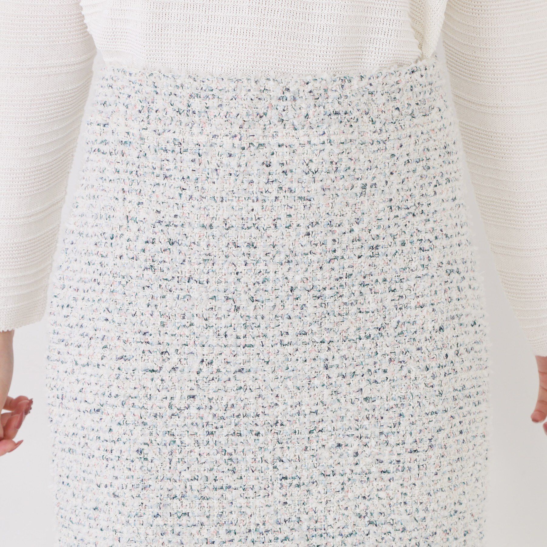 COUP DE CHANCE「【洗える/セットアップ可/ウエストゴム】ツイード調ニットスカート」|スカート|