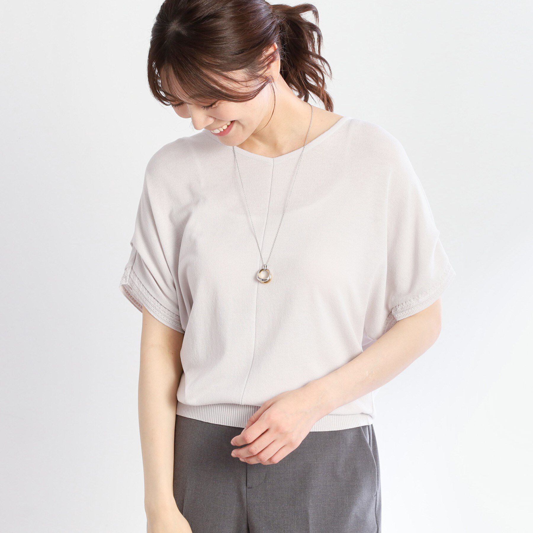 Reflect「【選べる7色◎／手洗い可／二の腕カバー】半袖ニット」|ニット・セーター|