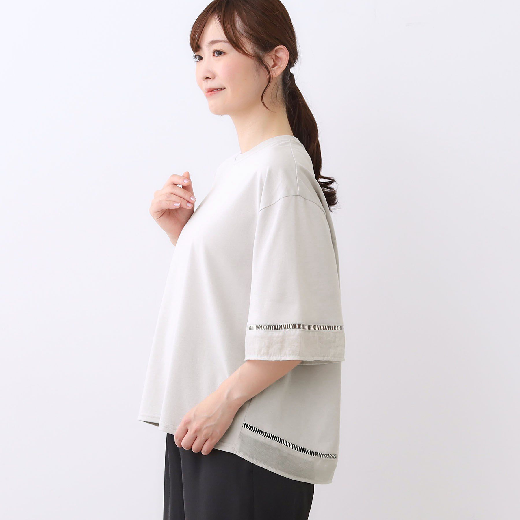 Reflect「【E‐QUALITY／体型カバー】シアー&times;レースデザインプルオーバー」|Tシャツ・カットソー|