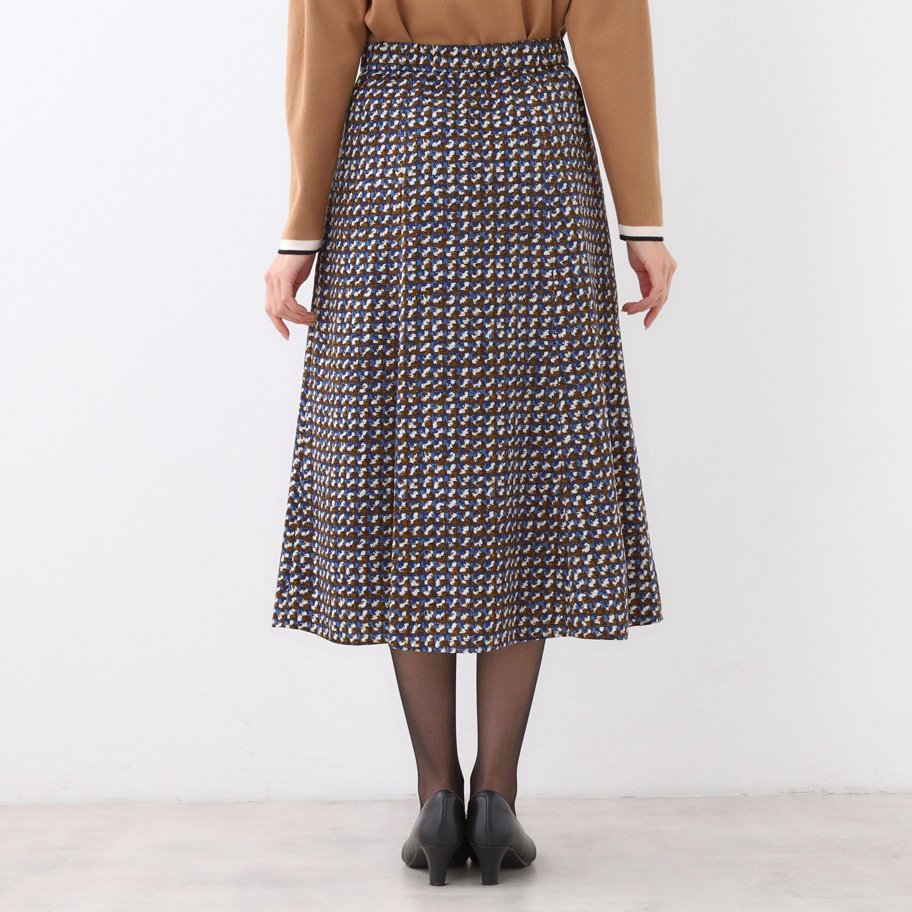 Reflect「【ニットスタイルが華やかに◎】チドリ風プリントフレアスカート」|スカート|