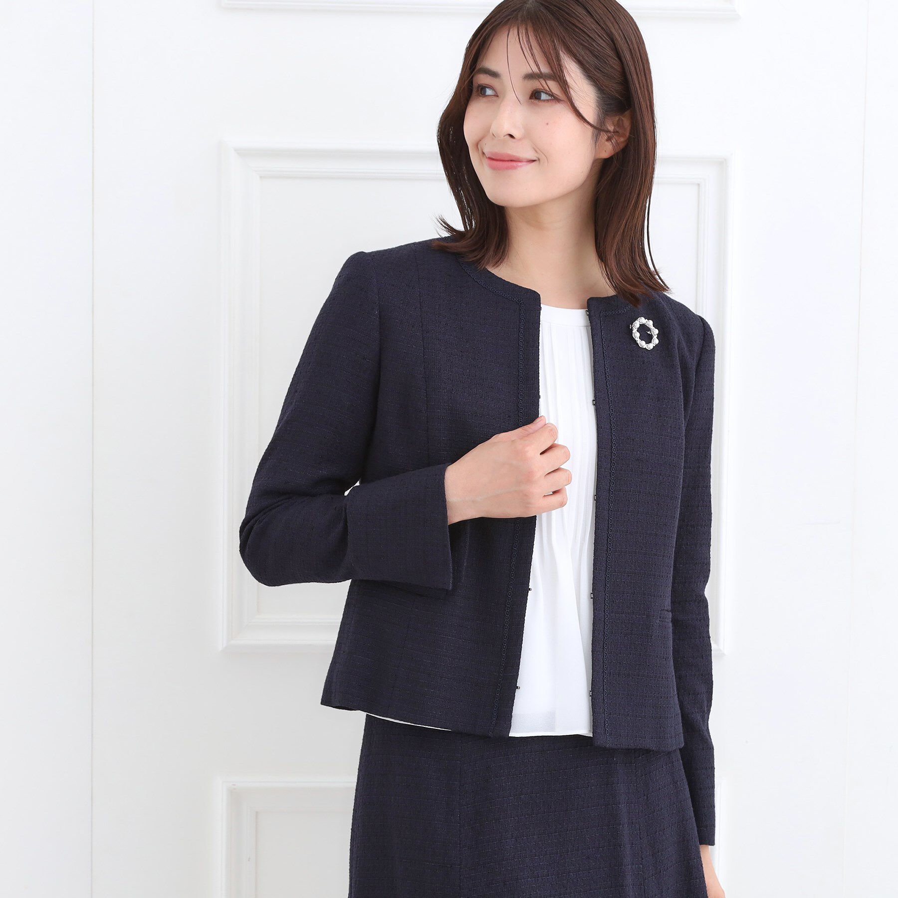 Reflect「【フォーマル／入卒／セットアップ可】ツイードジャケット」|ノーカラージャケット|