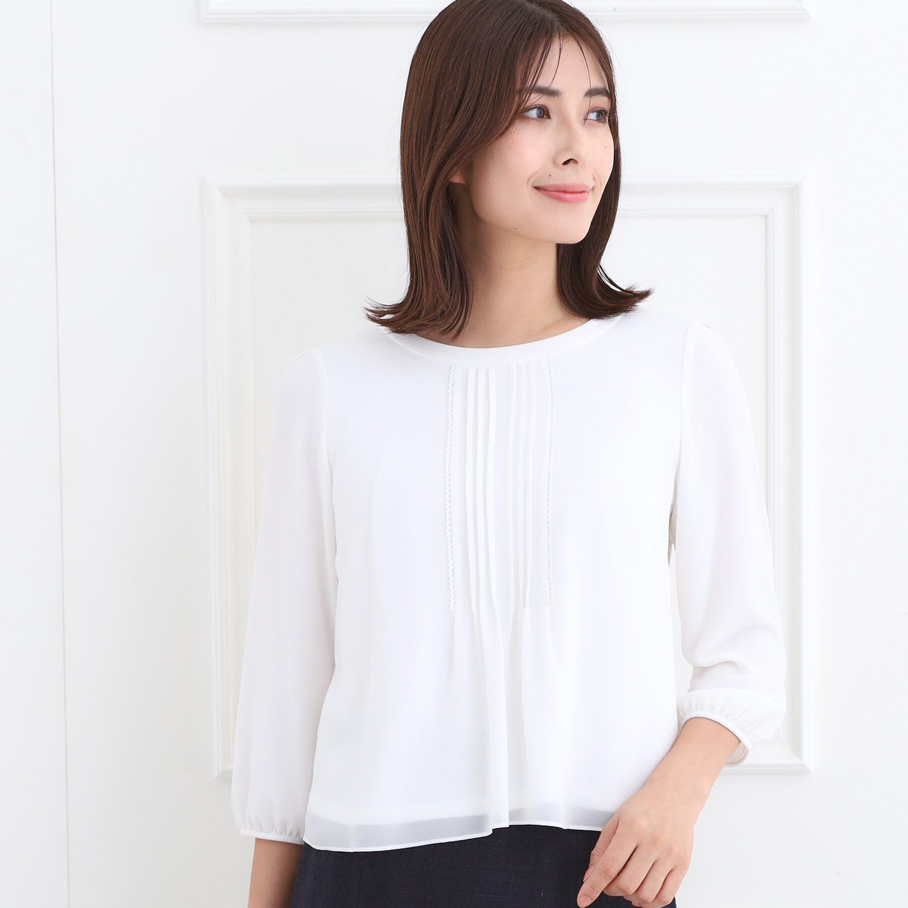 Reflect「【フォーマル／入卒／お仕事に◎】ピンタック&times;スカラレースブラウス」|シャツ・ブラウス|