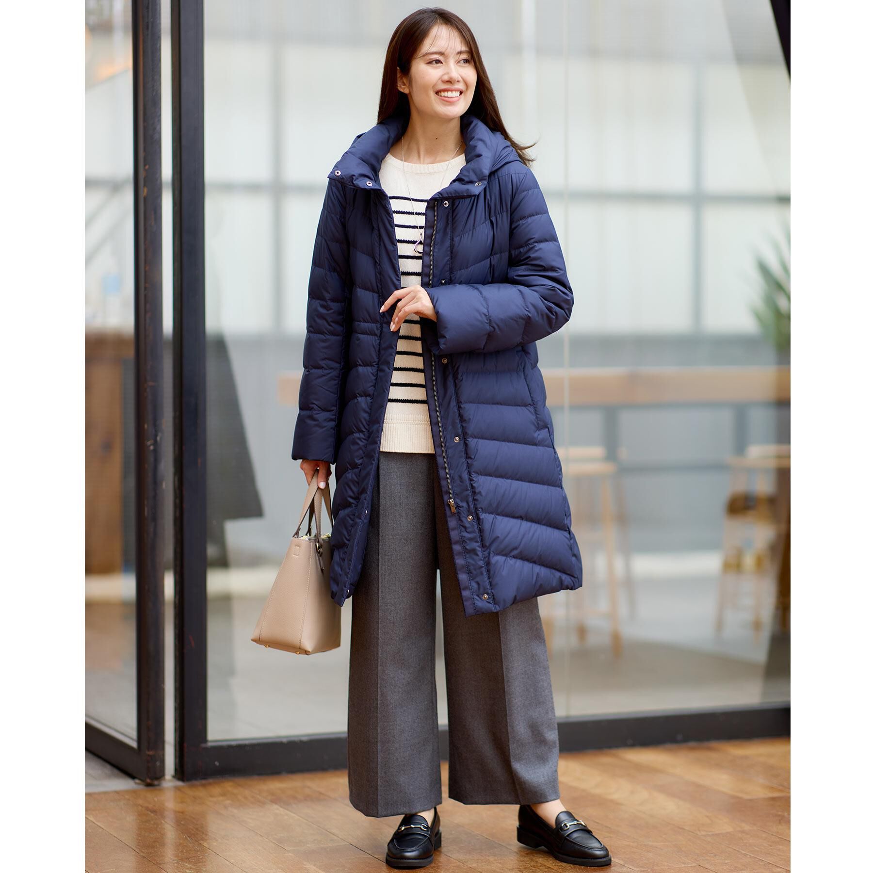 Reflect「【定番人気／ウエスト調整可】フーデッドロングダウンコート」|ダウン|