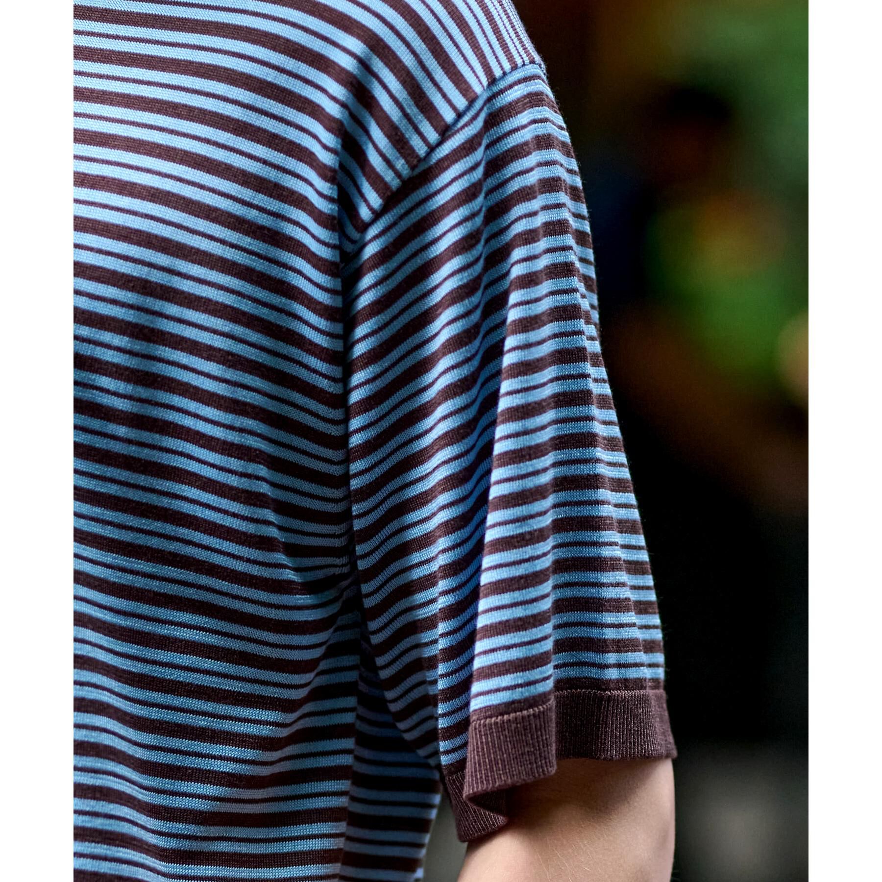 DRESSTERIOR「シルク混ボーダーハーフスリーブニットT」|ニット・セーター|