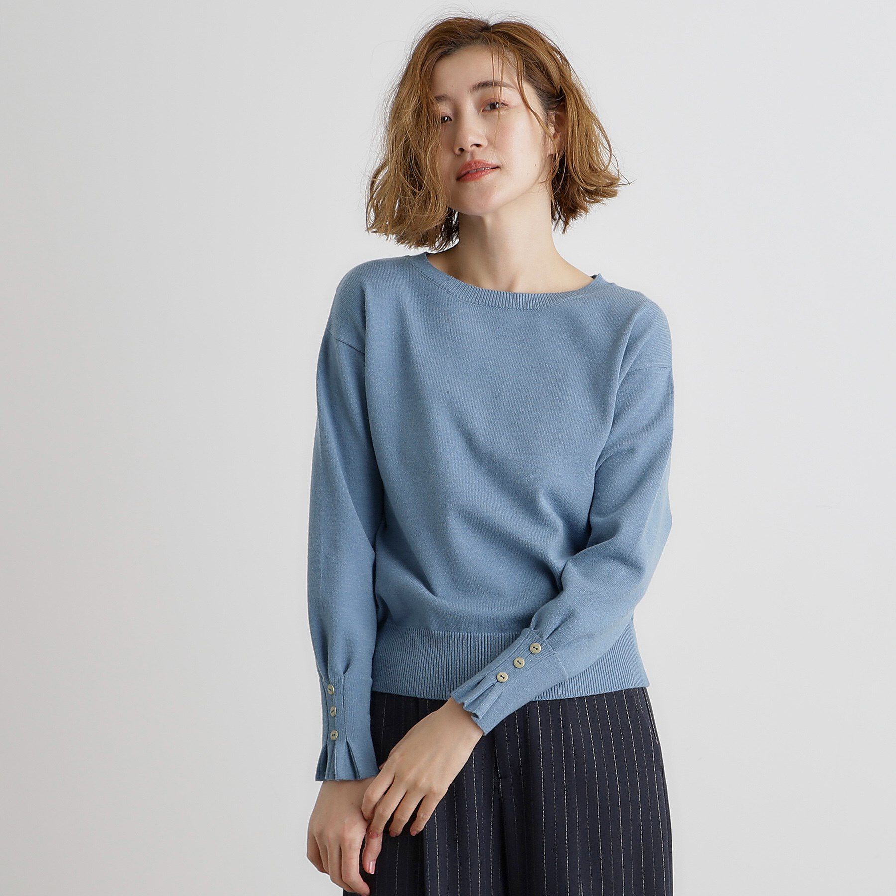 grove「タックスリーブニット」|ニット・セーター|ブルー(092)