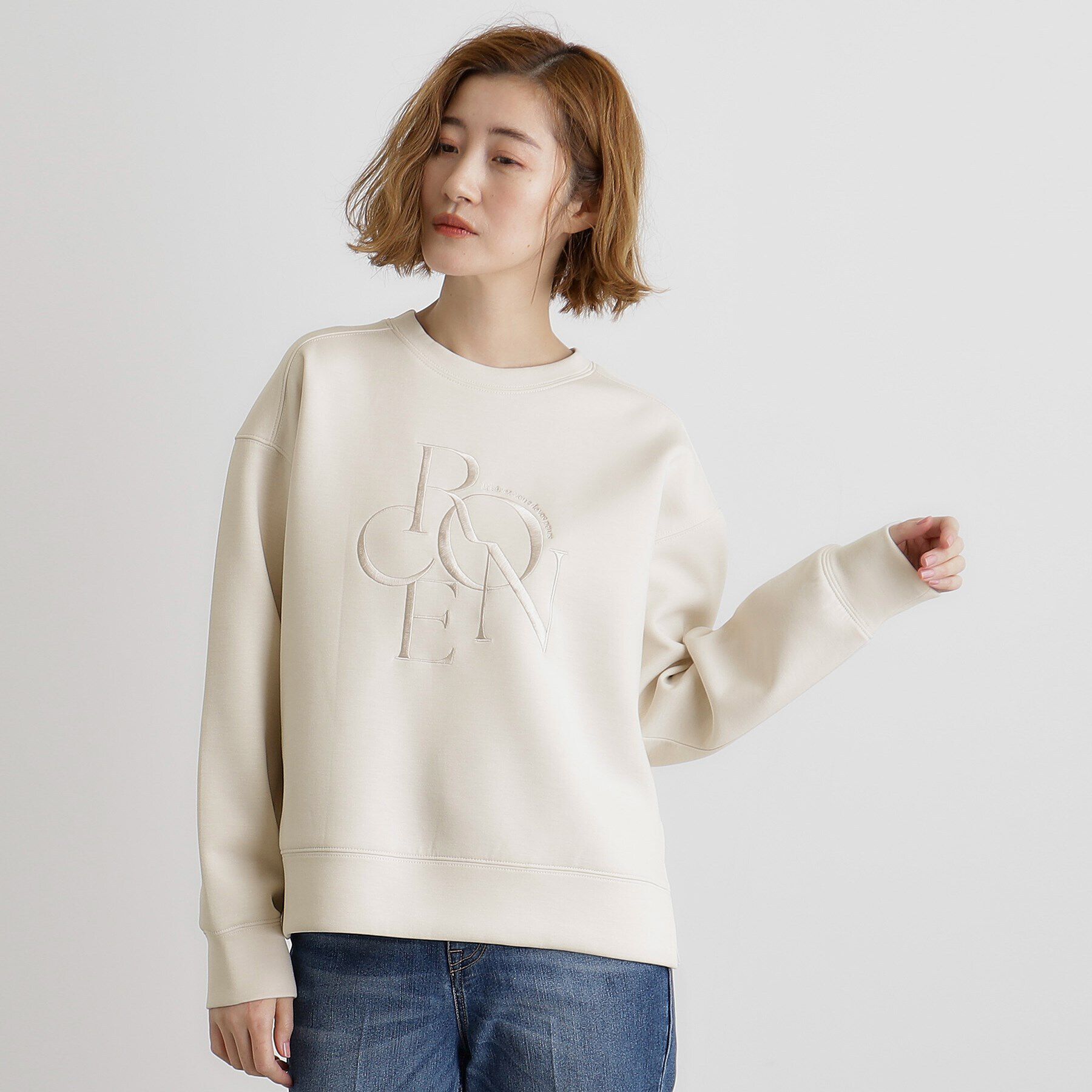 grove「サークルロゴ刺繍ダンボールスエット」|パーカー|グレージュ(050)