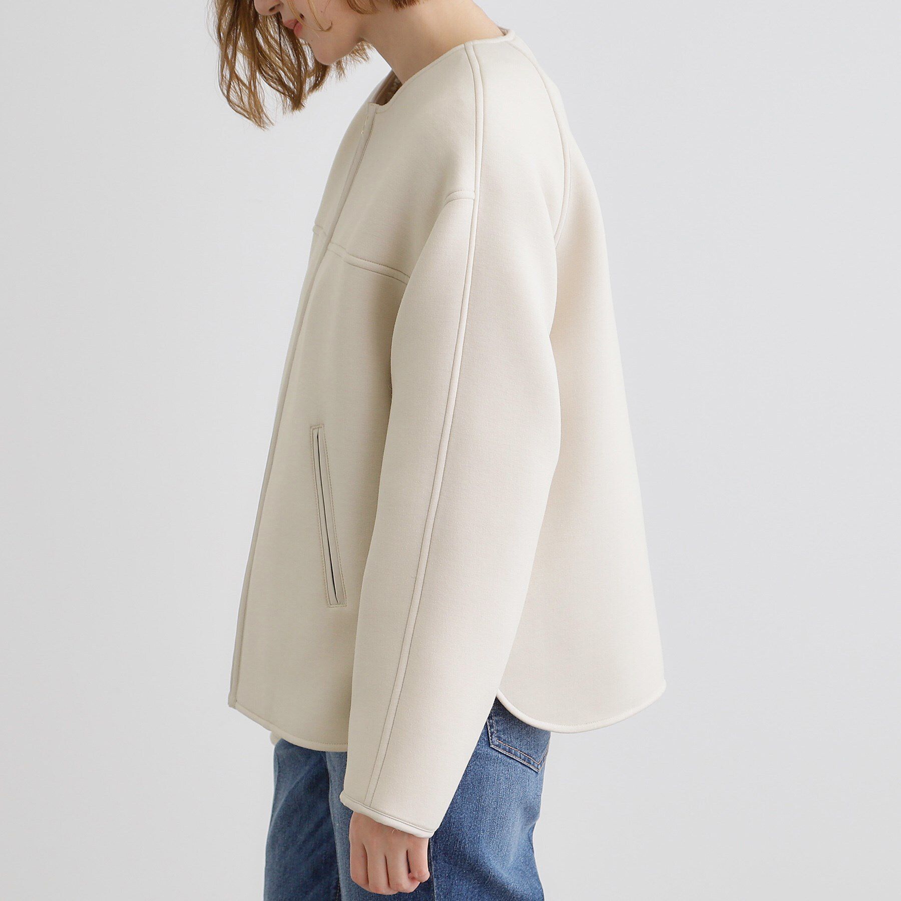 grove「ダンボールジャージパイピングブルゾン」|ブルゾン・スタジャン|